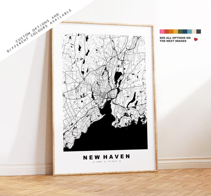 New Haven Map Print - City Map Poster - Map Art - USA City Maps - New Haven Print - New Haven Poster - Minimalist City Map - Connecticut