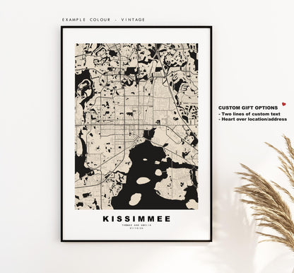 Kissimmee Map Print - City Map Poster - Map Art - USA City Maps - Kissimmee Print - Kissimmee Poster - Minimalist City Map - Florida