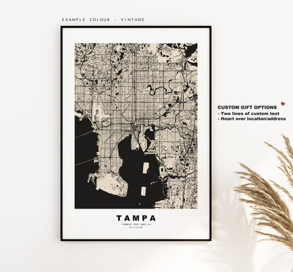 Tampa Map Print - City Map Poster - Map Art - USA City Maps - Tampa Print - Tampa Poster - Minimalist City Map - Florida