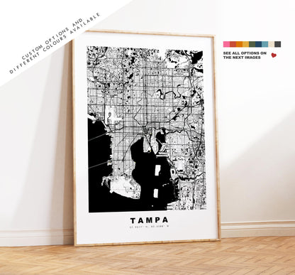 Tampa Map Print - City Map Poster - Map Art - USA City Maps - Tampa Print - Tampa Poster - Minimalist City Map - Florida