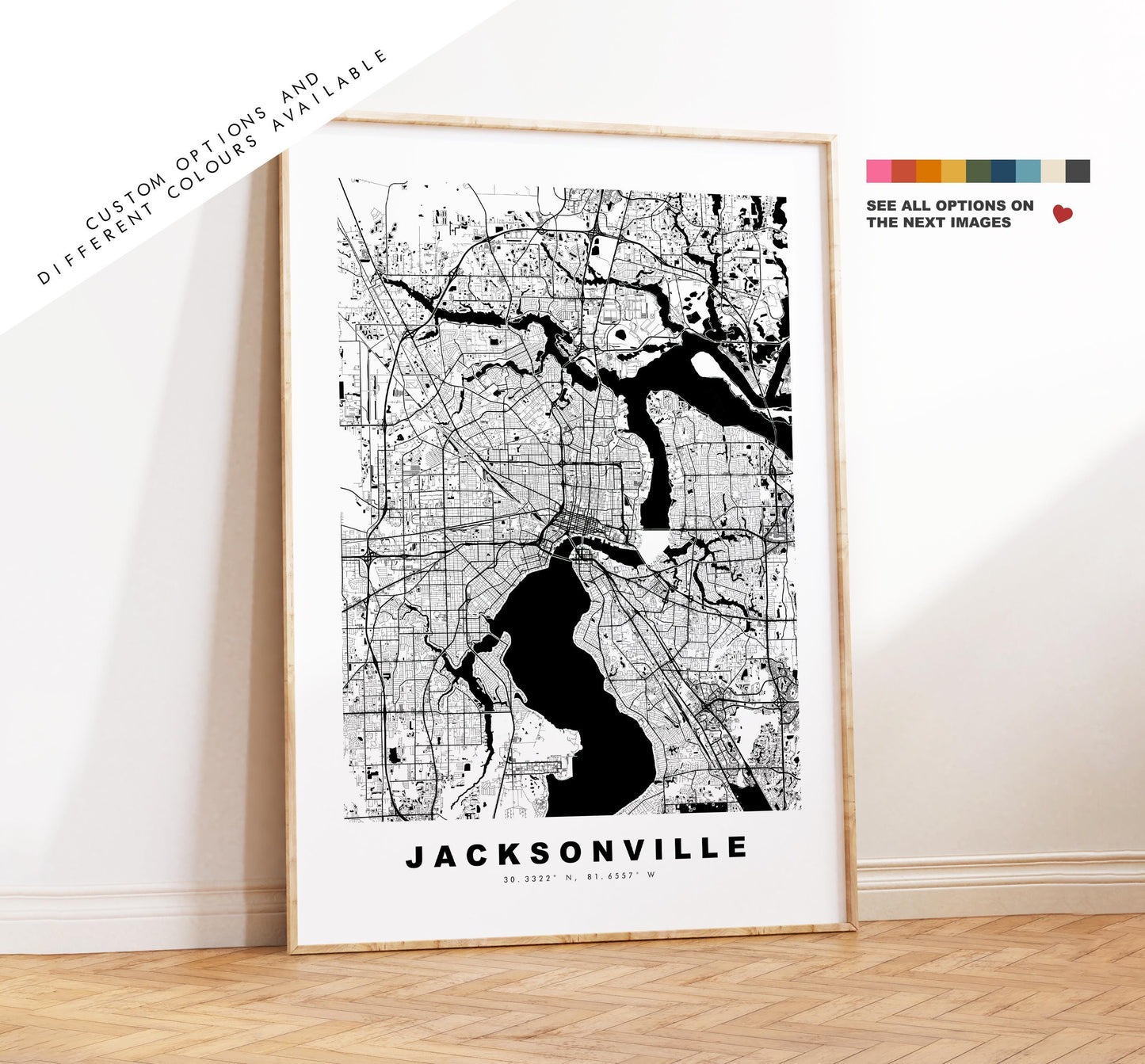 Jacksonville Map Print - City Map Poster - Map Art - USA City Maps - Jacksonville Print - Poster - Minimalist City Map - Florida