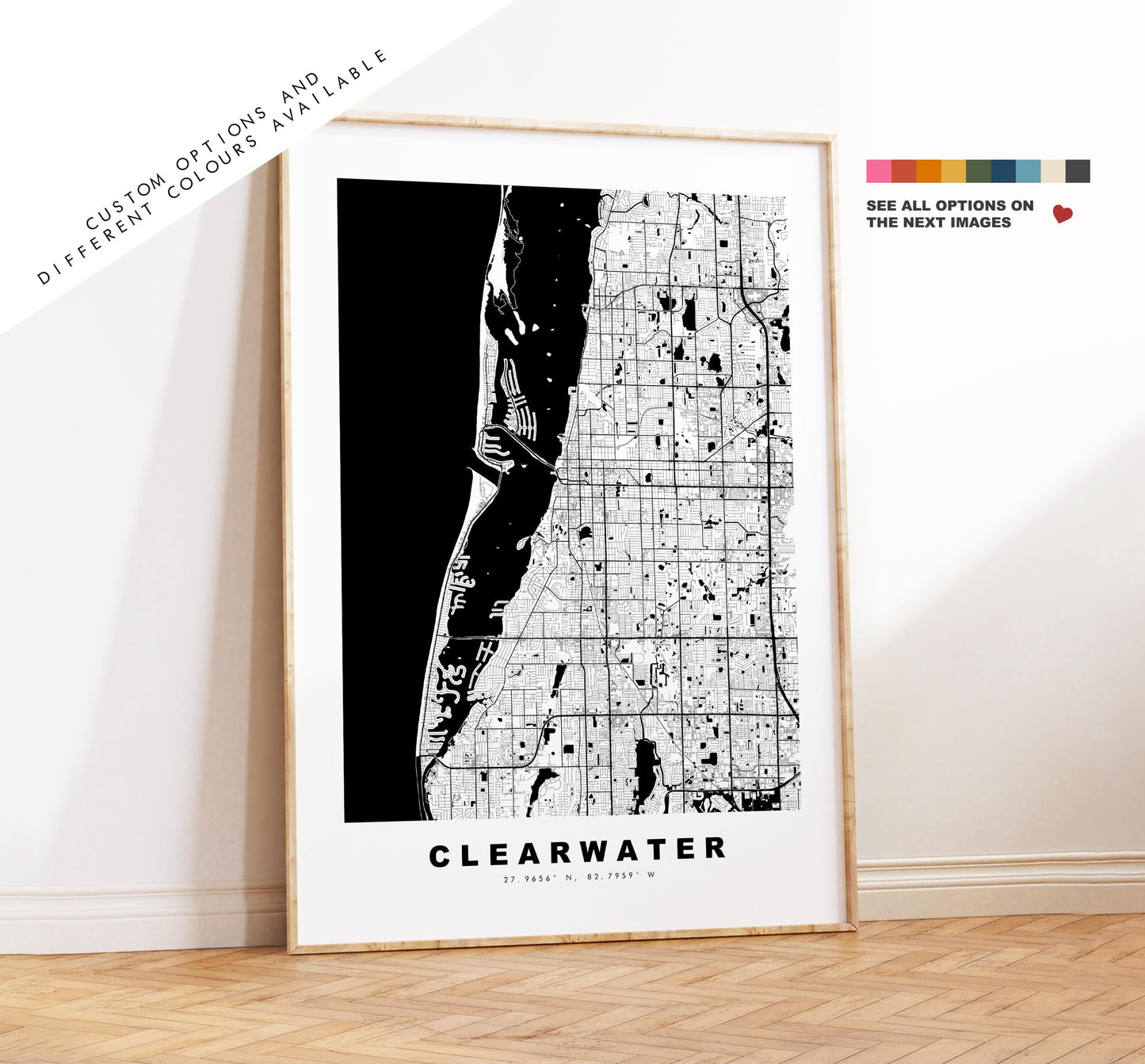 Clearwater Map Print - City Map Poster - Map Art - USA City Maps - Clearwater Print - Clearwater Poster - Minimalist City Map - Florida