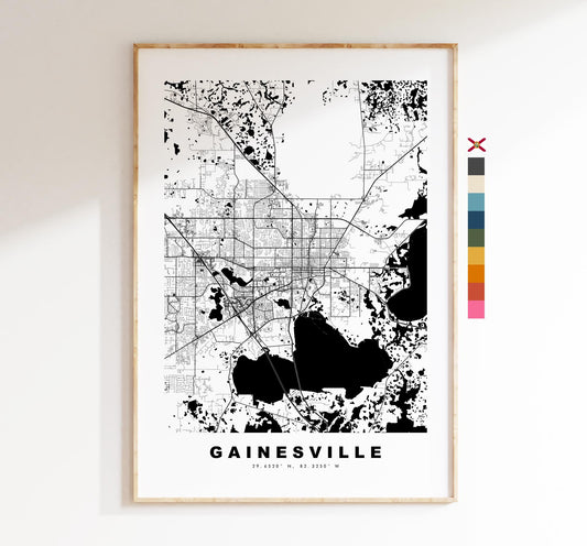 Gainesville Map Print - City Map Poster - Map Art - USA City Maps - Gainesville Print - Gainesville Poster - Minimalist City Map - Florida