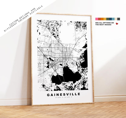 Gainesville Map Print - City Map Poster - Map Art - USA City Maps - Gainesville Print - Gainesville Poster - Minimalist City Map - Florida