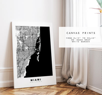 Miami Map Print - City Map Poster - Map Art - USA City Maps - Miami Print - Miami Poster - Minimalist City Map - Florida