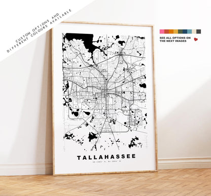 Tallahassee Map Print - City Map Poster - Map Art - USA City Maps - Tallahassee Print - Poster - Minimalist City Map - Florida