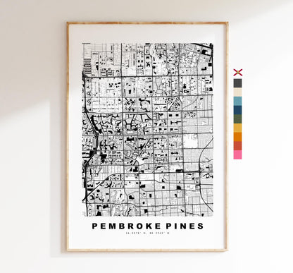 Pembroke Pines Map Print - City Map Poster - Map Art - USA City Maps - Pembroke Pines Print - Poster - Minimalist City Map - Florida