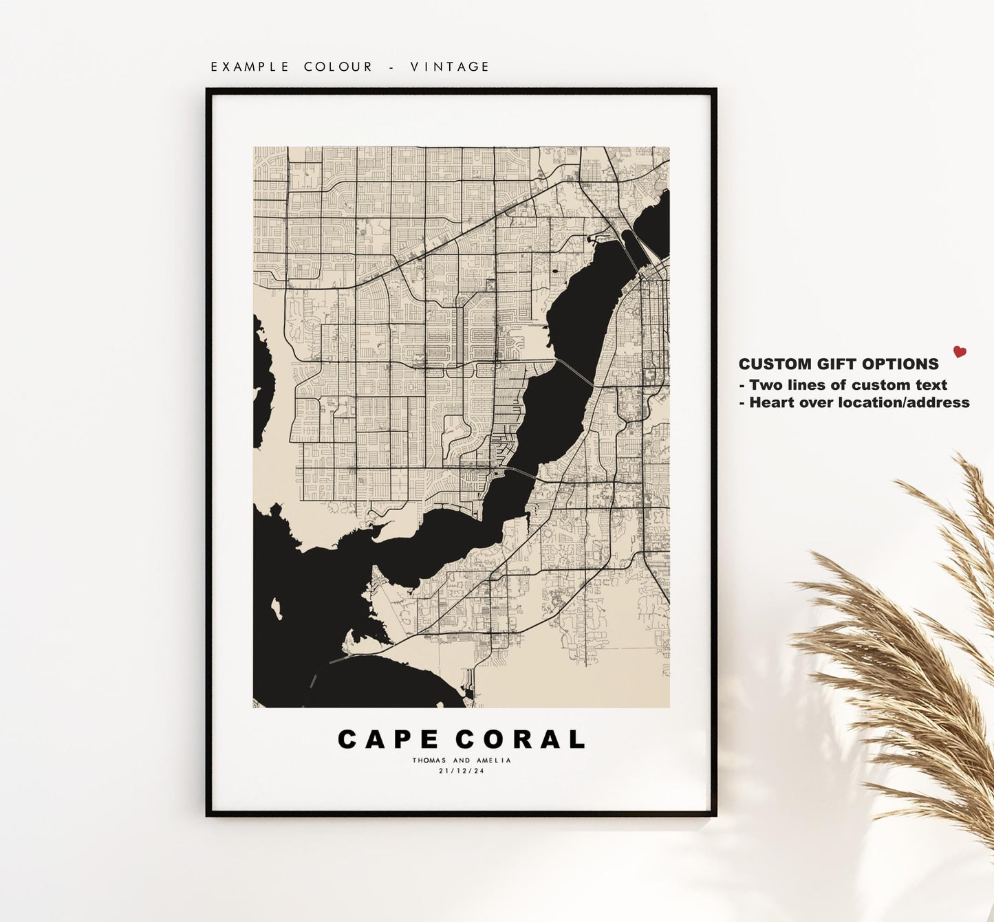 Cape Coral Map Print - City Map Poster - Map Art - USA City Maps - Cape Coral Print - Cape Coral Poster - Minimalist City Map - Florida