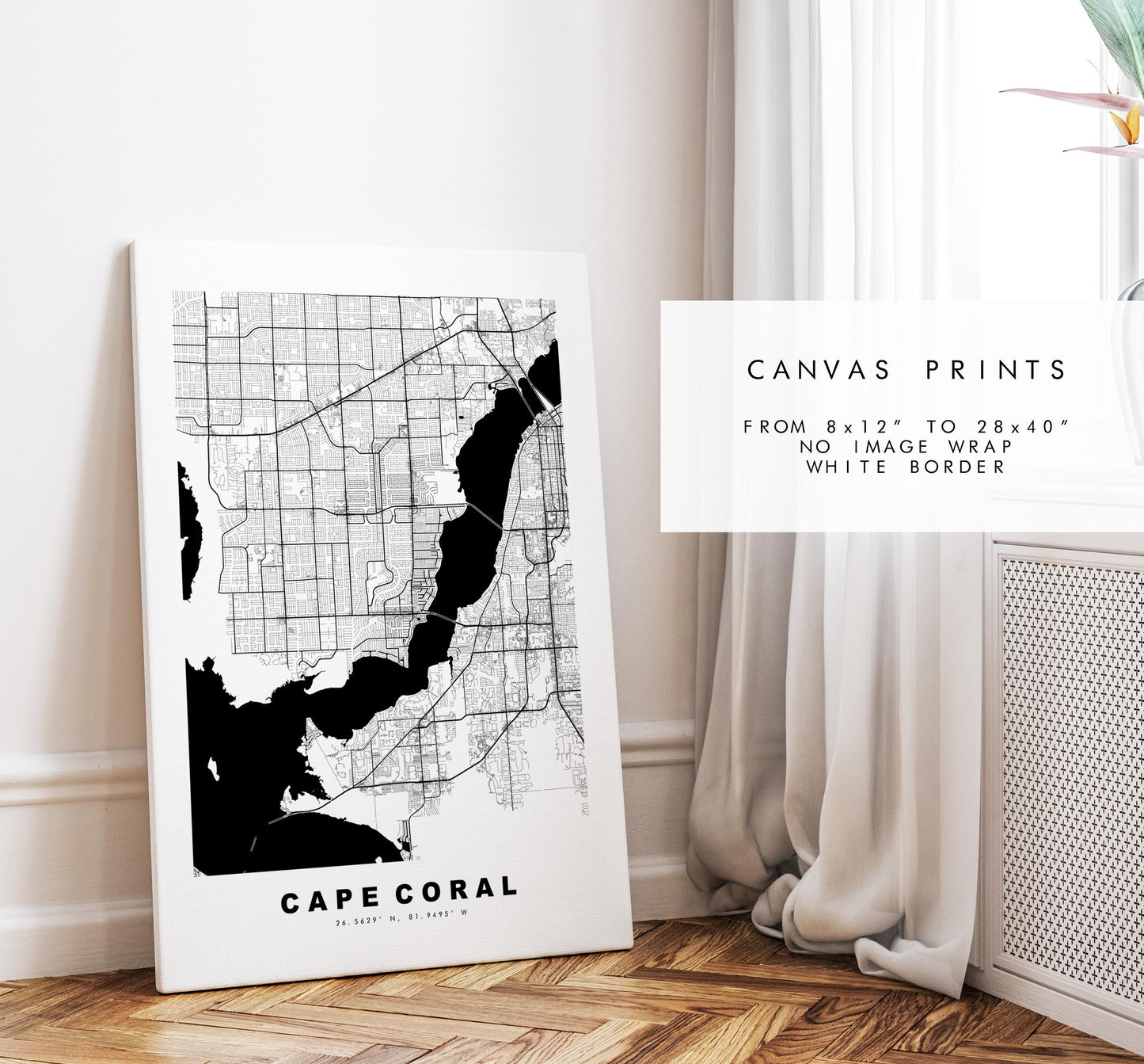 Cape Coral Map Print - City Map Poster - Map Art - USA City Maps - Cape Coral Print - Cape Coral Poster - Minimalist City Map - Florida