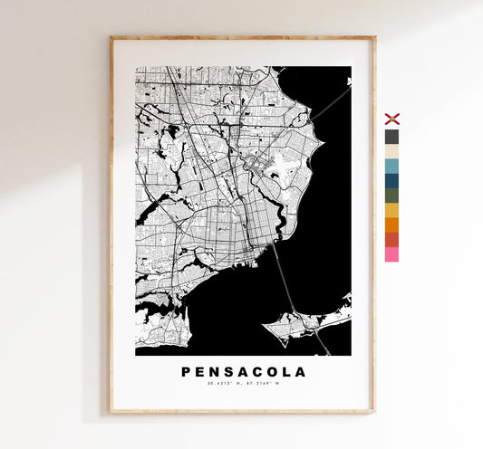 Pensacola Map Print - City Map Poster - Map Art - USA City Maps - Pensacola Print - Pensacola Poster - Minimalist City Map - Florida