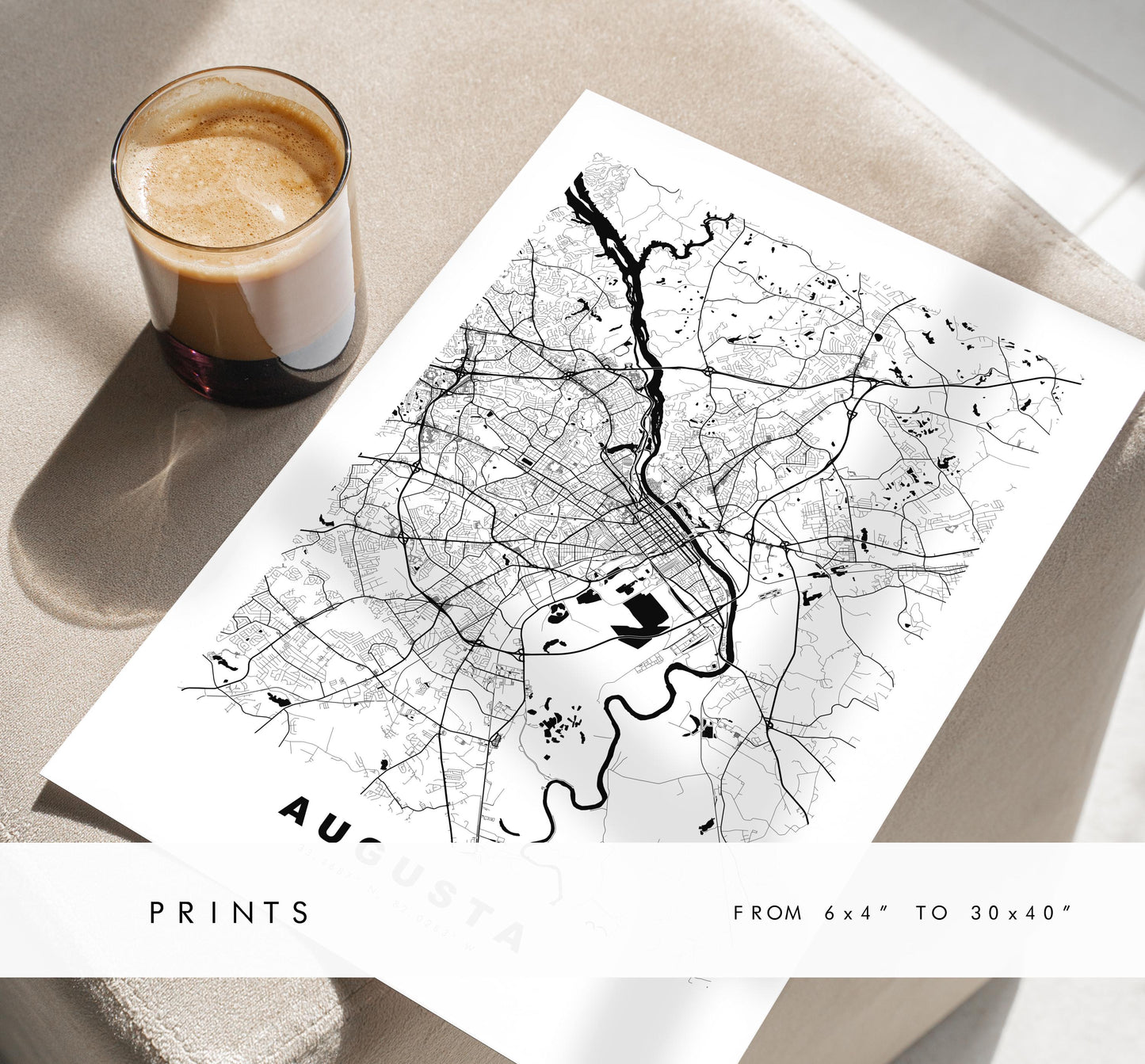 Augusta Map Print - City Map Poster - Map Art - USA City Maps - Augusta Print - Augusta Poster - Minimalist City Map - Georgia