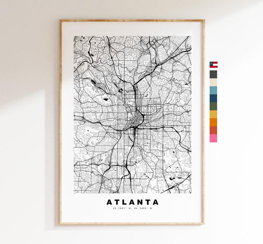 Atlanta Map Print - City Map Poster - Map Art - USA City Maps - Atlanta Print - Atlanta Poster - Minimalist City Map - Georgia