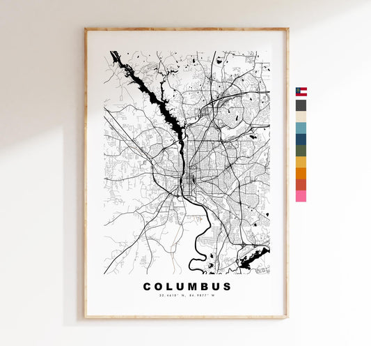 Columbus Map Print (Georgia) - City Map Poster - Map Art - USA City Maps - Columbus Print - Poster - Minimalist City Map - Georgia