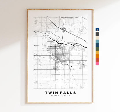 Twin Falls Map Print - City Map Poster - Map Art - USA City Maps - Twin Falls Print - Twin Falls Poster - Minimalist City Map - Idaho