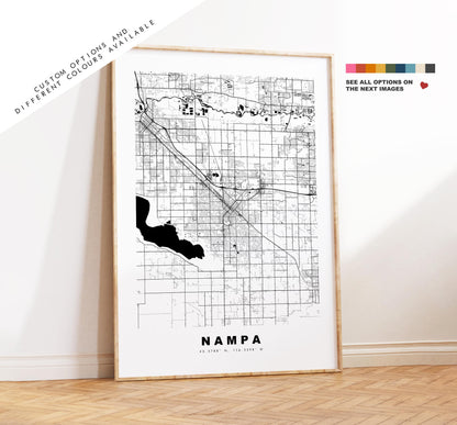 Nampa Map Print - City Map Poster - Map Art - USA City Maps - Nampa Print - Nampa Poster - Minimalist City Map - Idaho