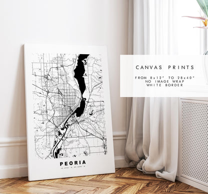 Peoria Map Print - City Map Poster - Map Art - USA City Maps - Peoria Print - Peoria Poster - Minimalist City Map - Illinois