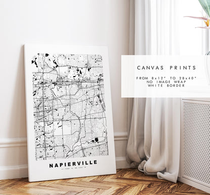 Napierville Map Print - City Map Poster - Map Art - USA City Maps - Napierville Print - Napierville Poster - Minimalist City Map - Illinois