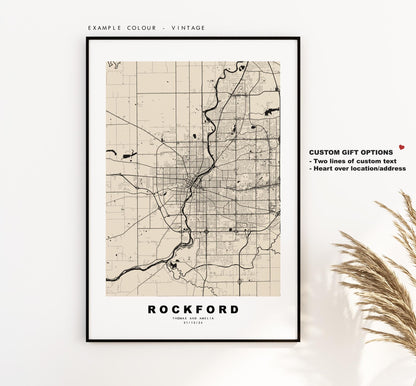 Rockford Map Print - City Map Poster - Map Art - USA City Maps - Rockford Print - Rockford Poster - Minimalist City Map - Illinois