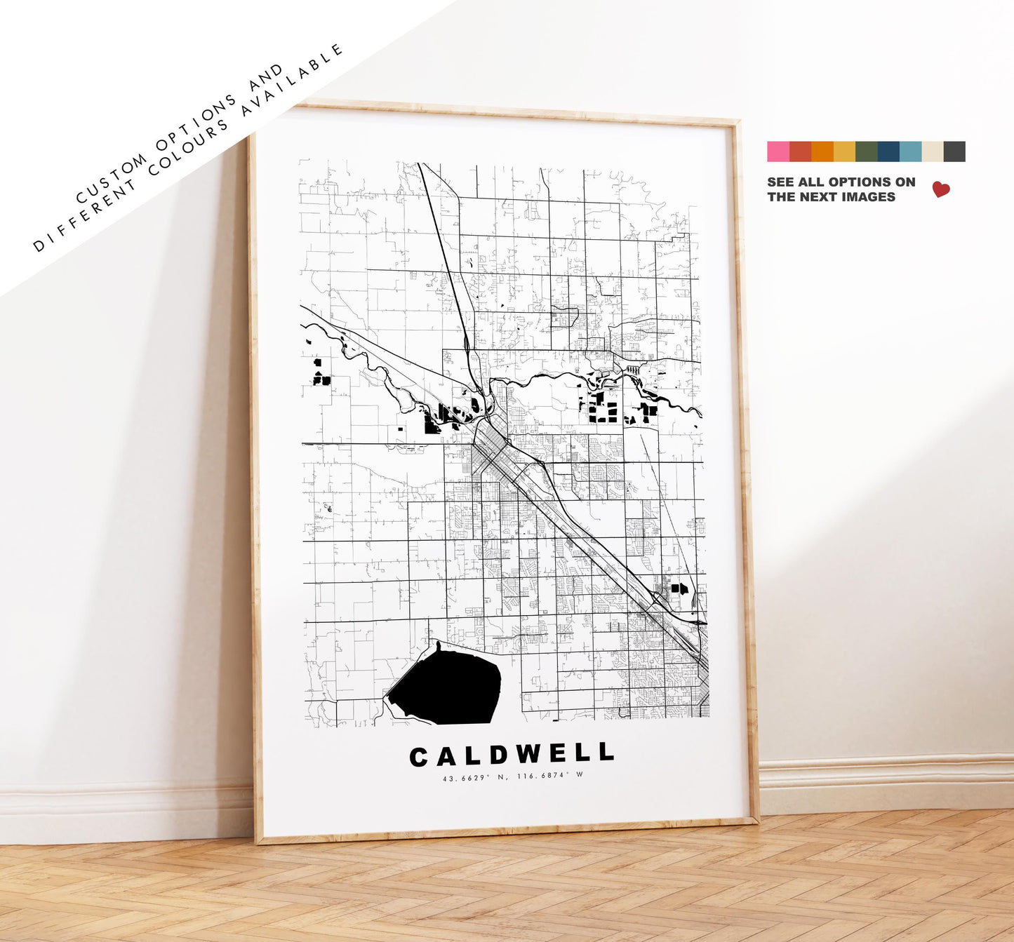 Caldwell Map Print - City Map Poster - Map Art - USA City Maps - Caldwell Print - Caldwell Poster - Minimalist City Map - Idaho