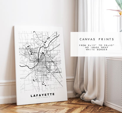 Lafayette Map Print (Indiana) - City Map Poster - Map Art - USA City Maps - Lafayette Print - Poster - Minimalist City Map - Indiana