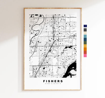 Fishers Map Print - City Map Poster - Map Art - USA City Maps - Fishers Print - Fishers Poster - Minimalist City Map - Indiana