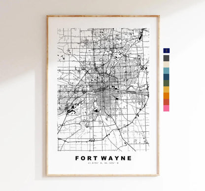 Fort Wayne Map Print - City Map Poster - Map Art - USA City Maps - Fort Wayne Print - Fort Wayne Poster - Minimalist City Map - Indiana