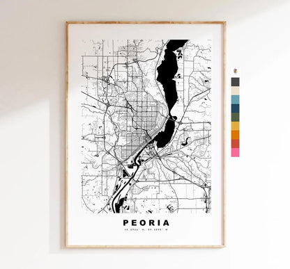 Peoria Map Print - City Map Poster - Map Art - USA City Maps - Peoria Print - Peoria Poster - Minimalist City Map - Illinois