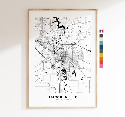 Iowa City Map Print - City Map Poster - Map Art - USA City Maps - Iowa City Print - Iowa City Poster - Minimalist City Map - Iowa