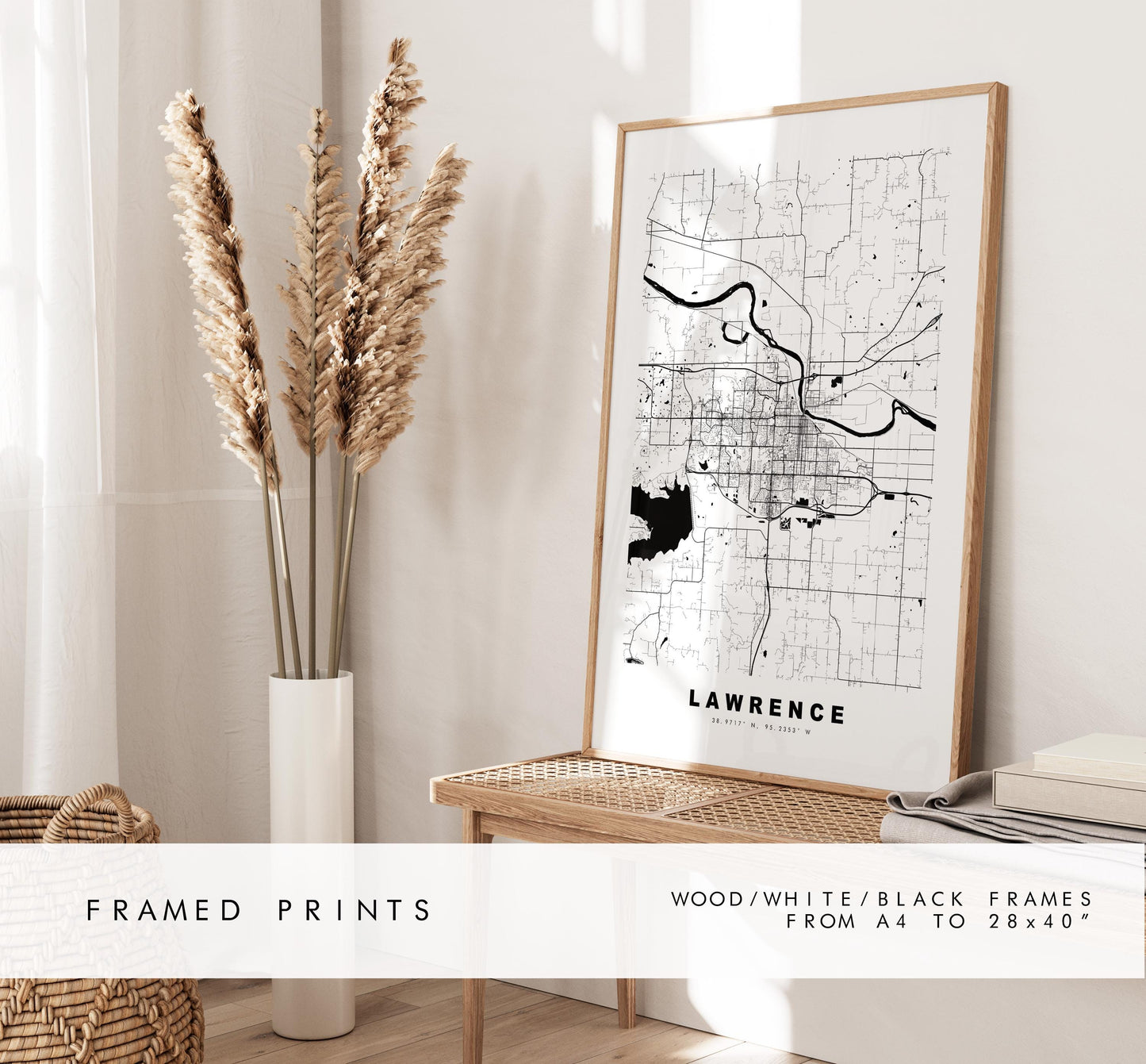 Lawrence Map Print (Kansas) - City Map Poster - Map Art - USA City Maps - Lawrence Print - Lawrence Poster - Minimalist City Map - Kansas