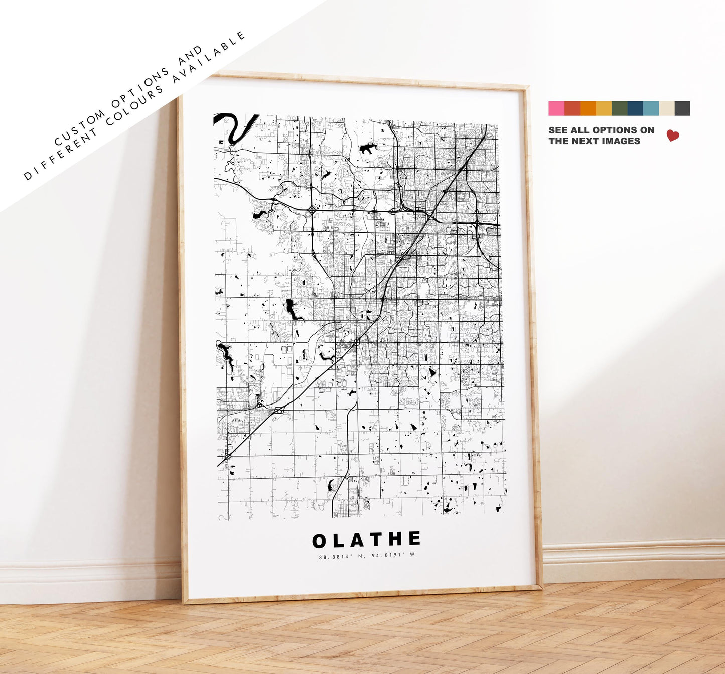 Olathe Map Print - City Map Poster - Map Art - USA City Maps - Olathe Print - Olathe Poster - Minimalist City Map - Kansas