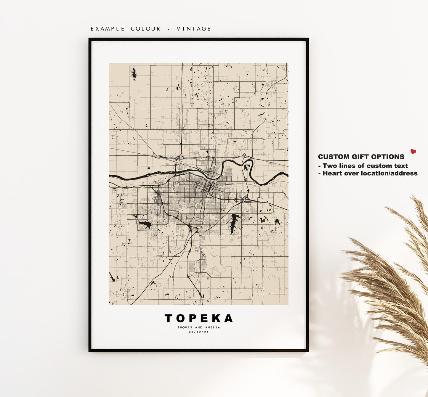 Topeka Map Print - City Map Poster - Map Art - USA City Maps - Topeka Print - Topeka Poster - Minimalist City Map - Kansas