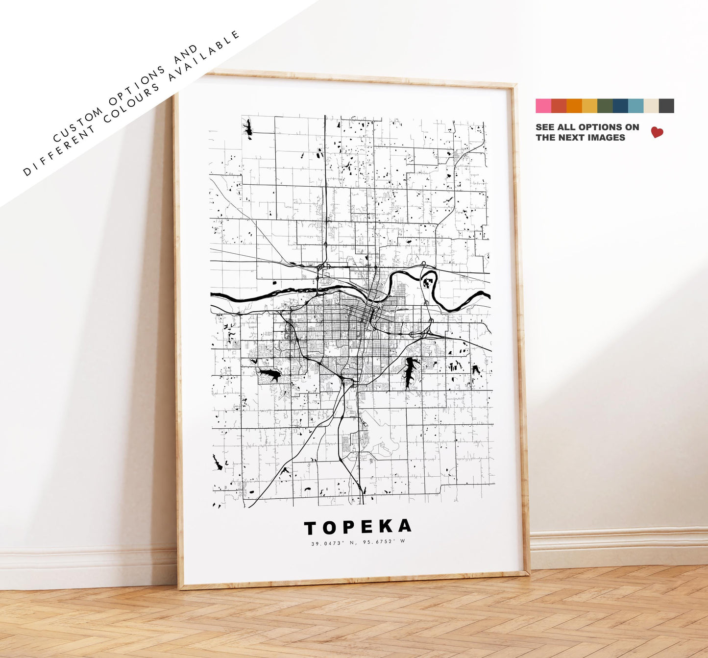 Topeka Map Print - City Map Poster - Map Art - USA City Maps - Topeka Print - Topeka Poster - Minimalist City Map - Kansas