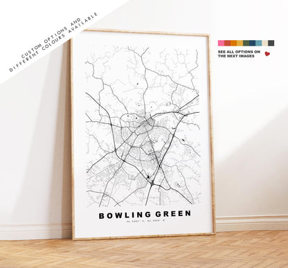 Bowling Green Map Print - City Map Poster - Map Art - USA City Maps - Bowling Green Print - Poster - Minimalist City Map - Kentucky