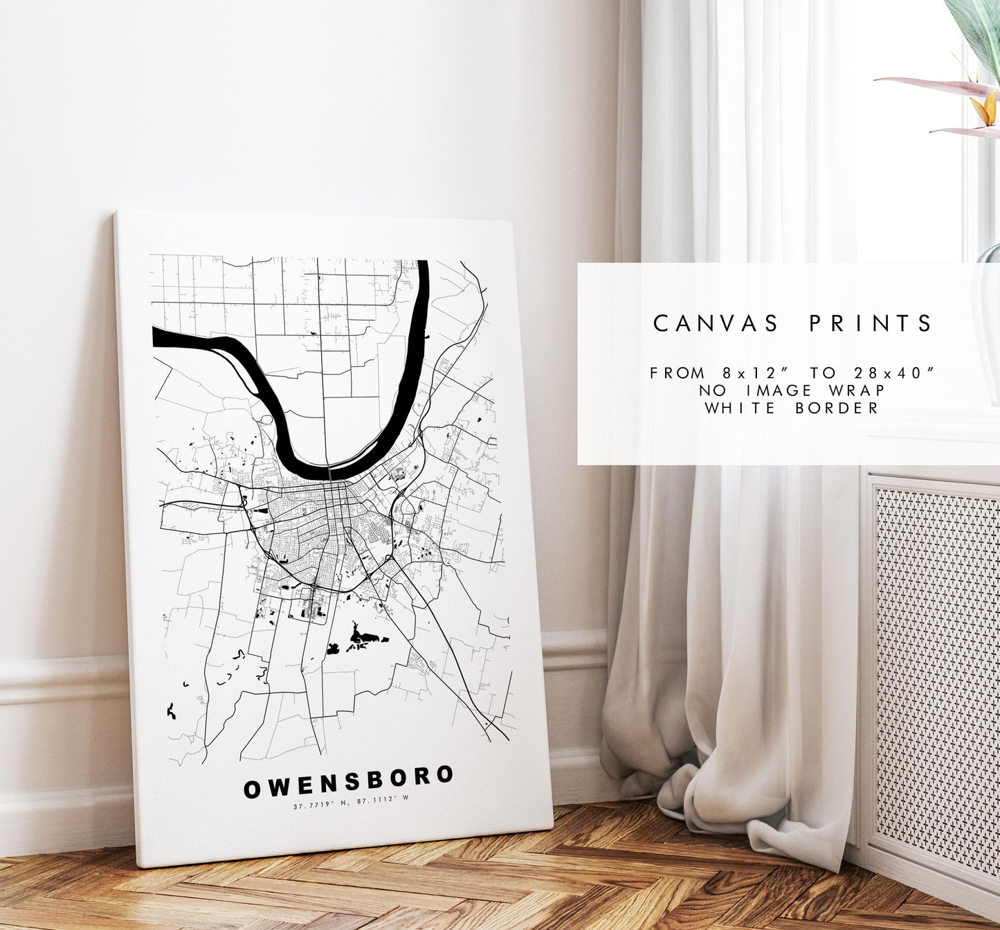 Owensboro Map Print - City Map Poster - Map Art - USA City Maps - Owensboro Print - Owensboro Poster - Minimalist City Map - Kentucky