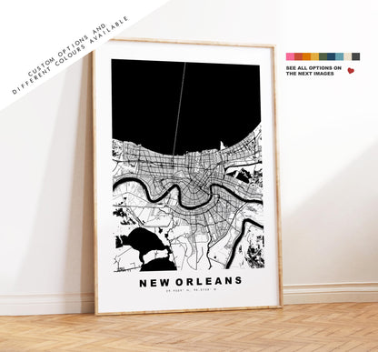 New Orleans Map Print - City Map Poster - Map Art - USA City Maps - New Orleans Print - New Orleans Poster - Minimalist City Map - Louisiana