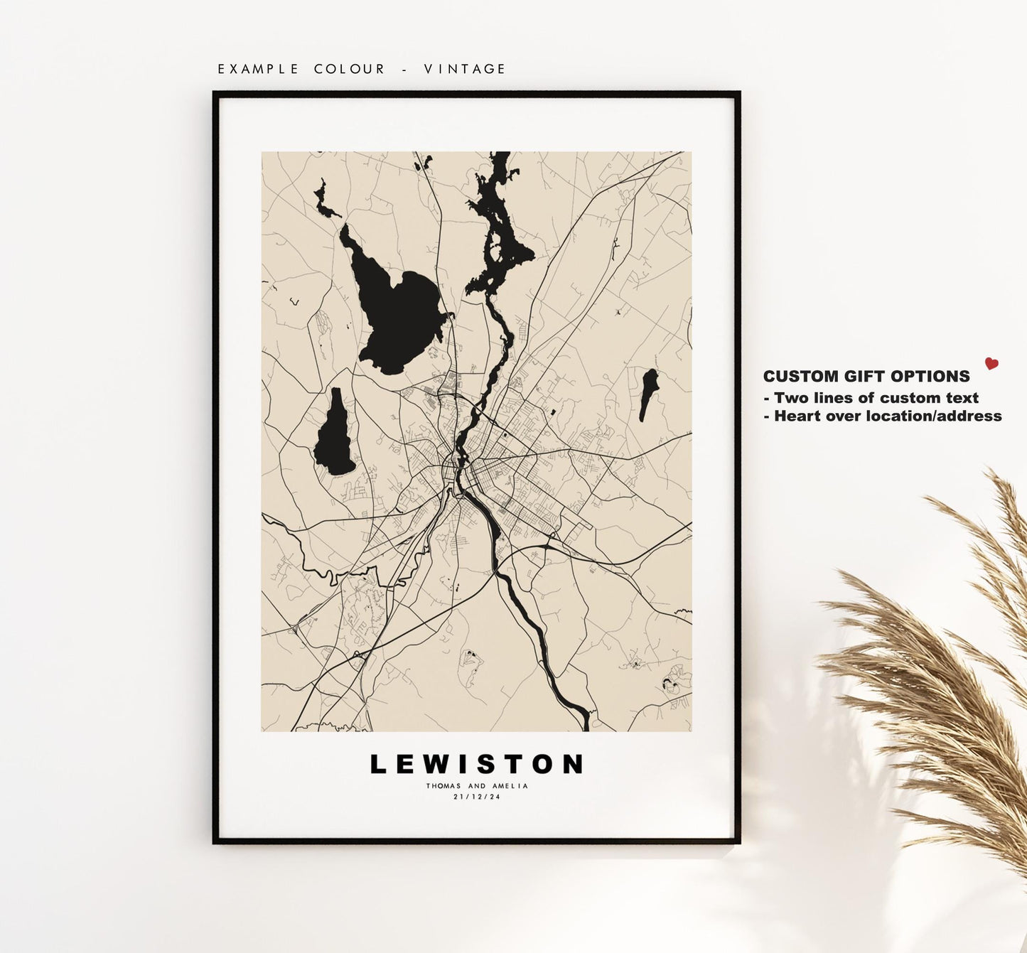 Lewiston Map Print - City Map Poster - Map Art - USA City Maps - Lewiston Print - Lewiston Poster - Minimalist City Map - Maine