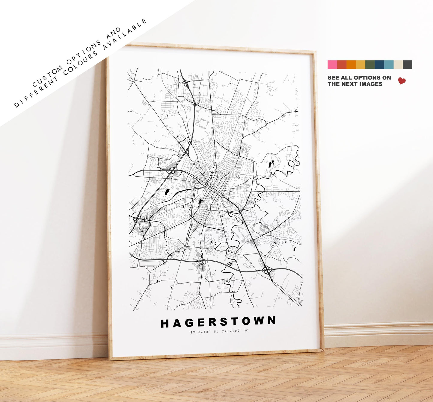 Hagerstown Map Print - City Map Poster - Map Art - USA City Maps - Hagerstown Print - Hagerstown Poster - Minimalist City Map - Maryland