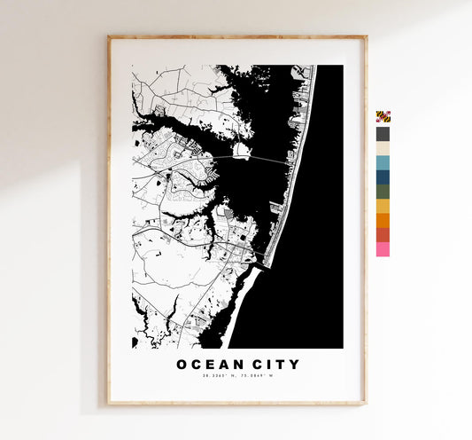 Ocean City Map Print - City Map Poster - Map Art - USA City Maps - Ocean City Print - Ocean City Poster - Minimalist City Map - Maryland