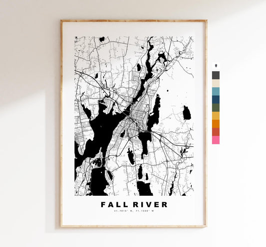 Fall River Map Print - City Map Poster - Map Art - USA City Maps - Fall River Print - Poster - Minimalist City Map - Massachusetts