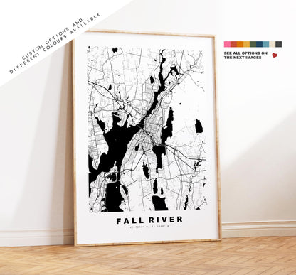 Fall River Map Print - City Map Poster - Map Art - USA City Maps - Fall River Print - Poster - Minimalist City Map - Massachusetts