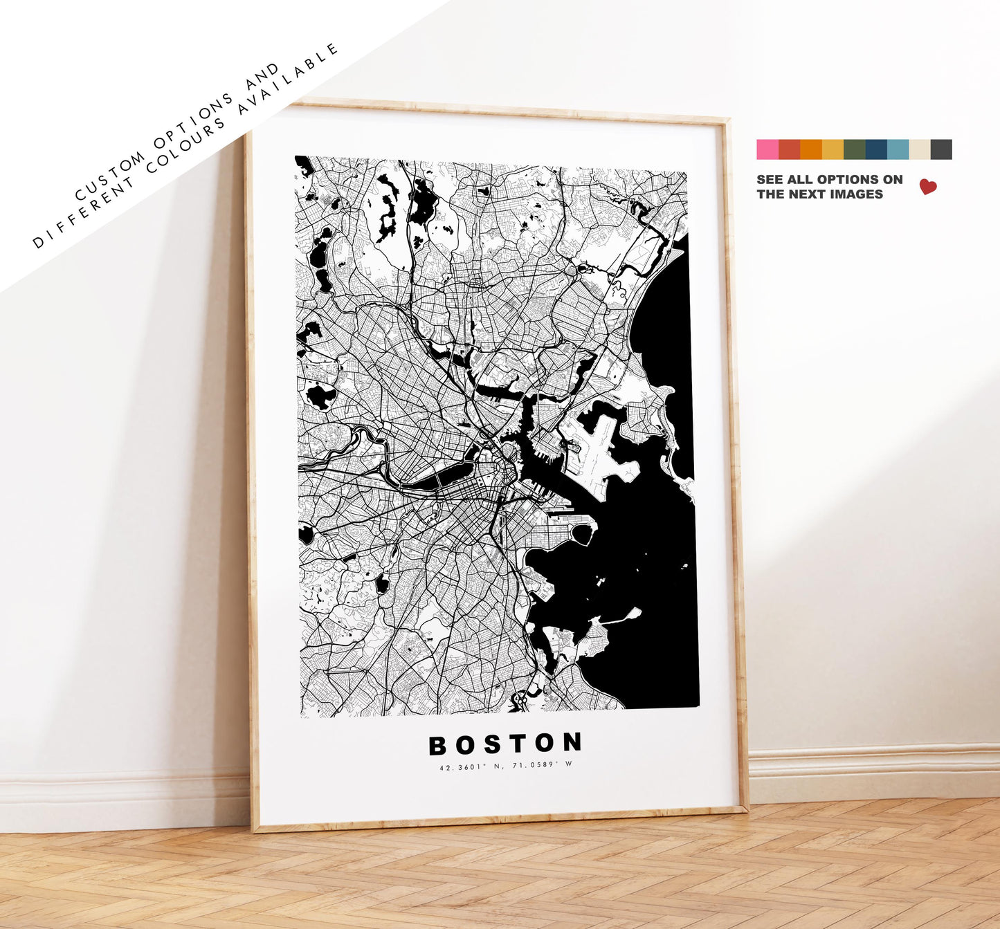 Boston Map Print - City Map Poster - Map Art - USA City Maps - Boston Print - Boston Poster - Minimalist City Map - Massachusetts