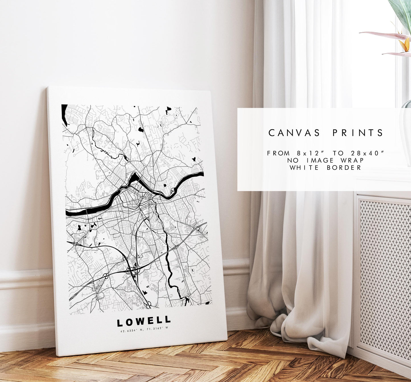 Lowell Map Print - City Map Poster - Map Art - USA City Maps - Lowell Print - Lowell Poster - Minimalist City Map - Massachusetts