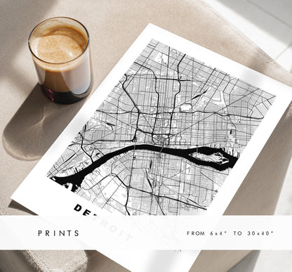 Detroit Map Print - City Map Poster - Map Art - USA City Maps - Detroit Print - Detroit Poster - Minimalist City Map - Michigan