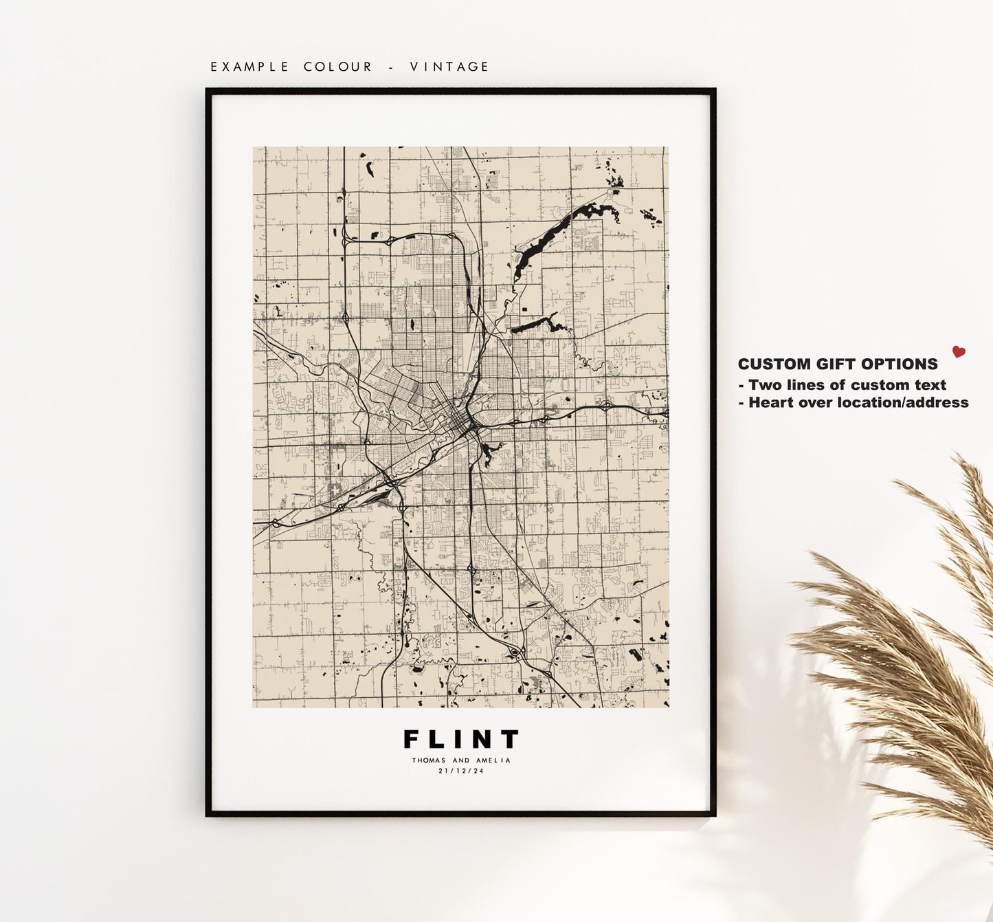 Flint Map Print - City Map Poster - Map Art - USA City Maps - Flint Print - Flint Poster - Minimalist City Map - Michigan