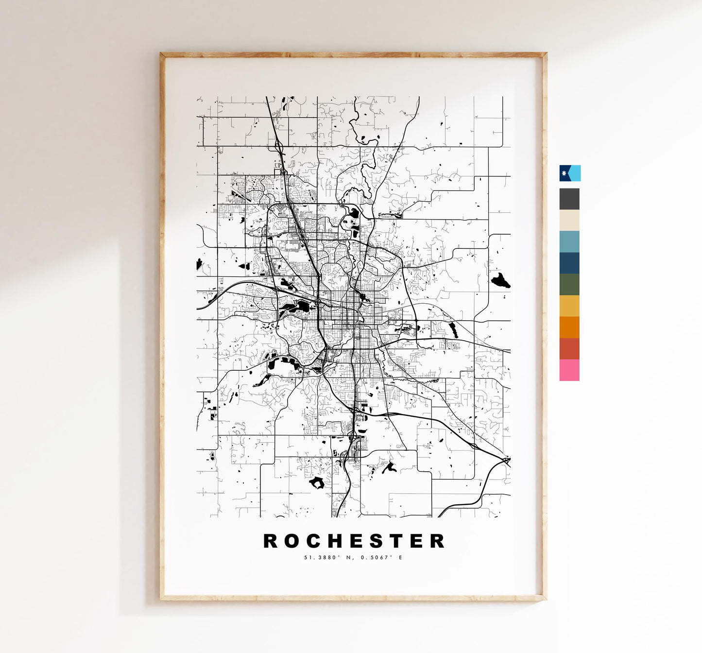 Rochester Map Print (Minnesota) - City Map Poster - Map Art - USA City Maps - Rochester Print - Poster - Minimalist City Map - Minnesota