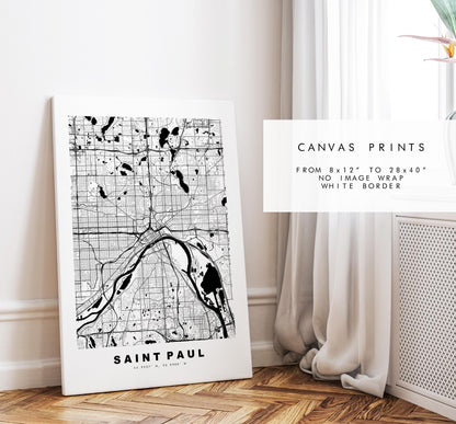 Saint Paul Map Print - City Map Poster - Map Art - USA City Maps - St Paul Print - St Paul Poster - Minimalist City Map - Minnesota