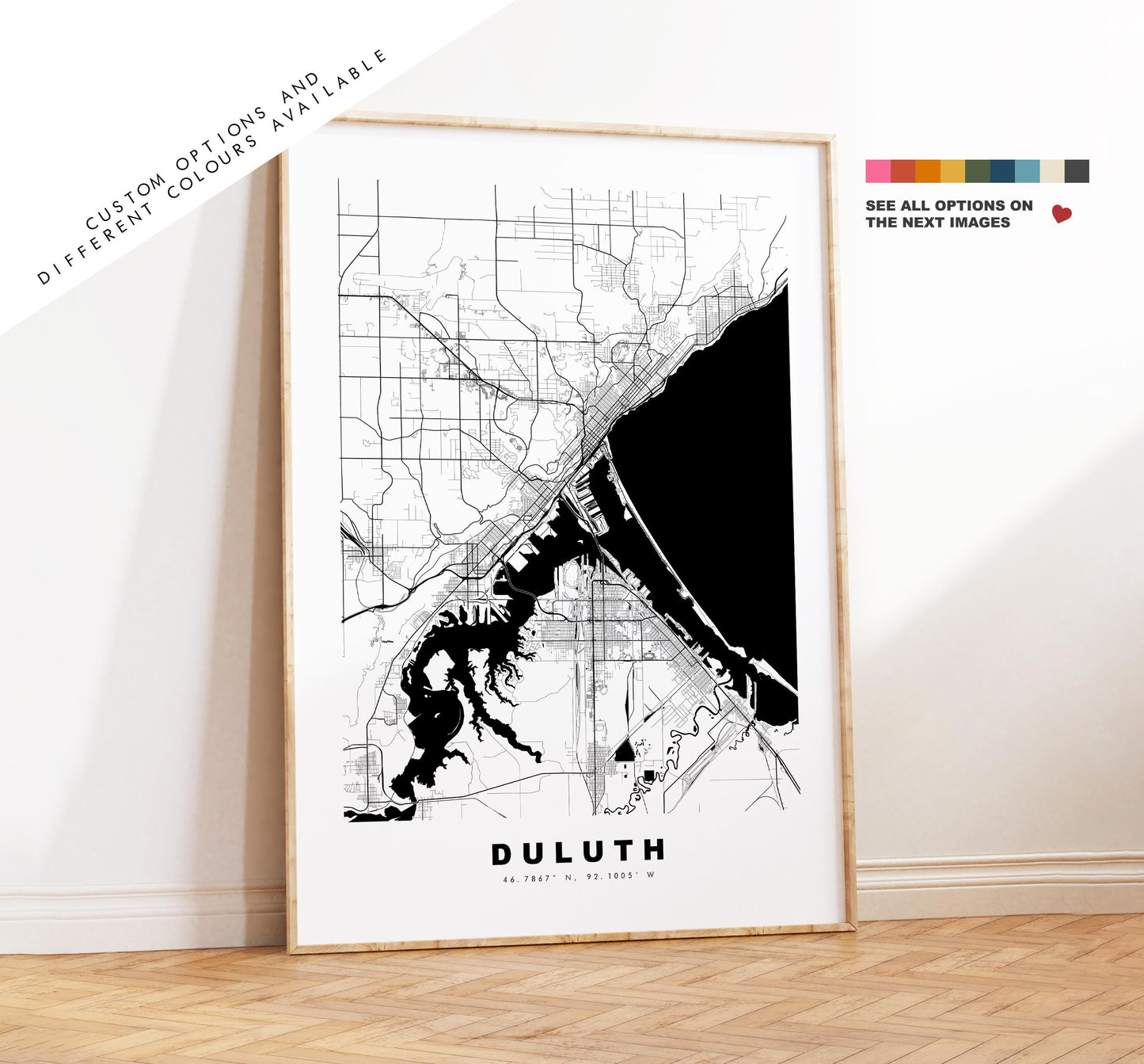 Duluth Map Print - City Map Poster - Map Art - USA City Maps - Duluth Print - Duluth Poster - Minimalist City Map - Minnesota