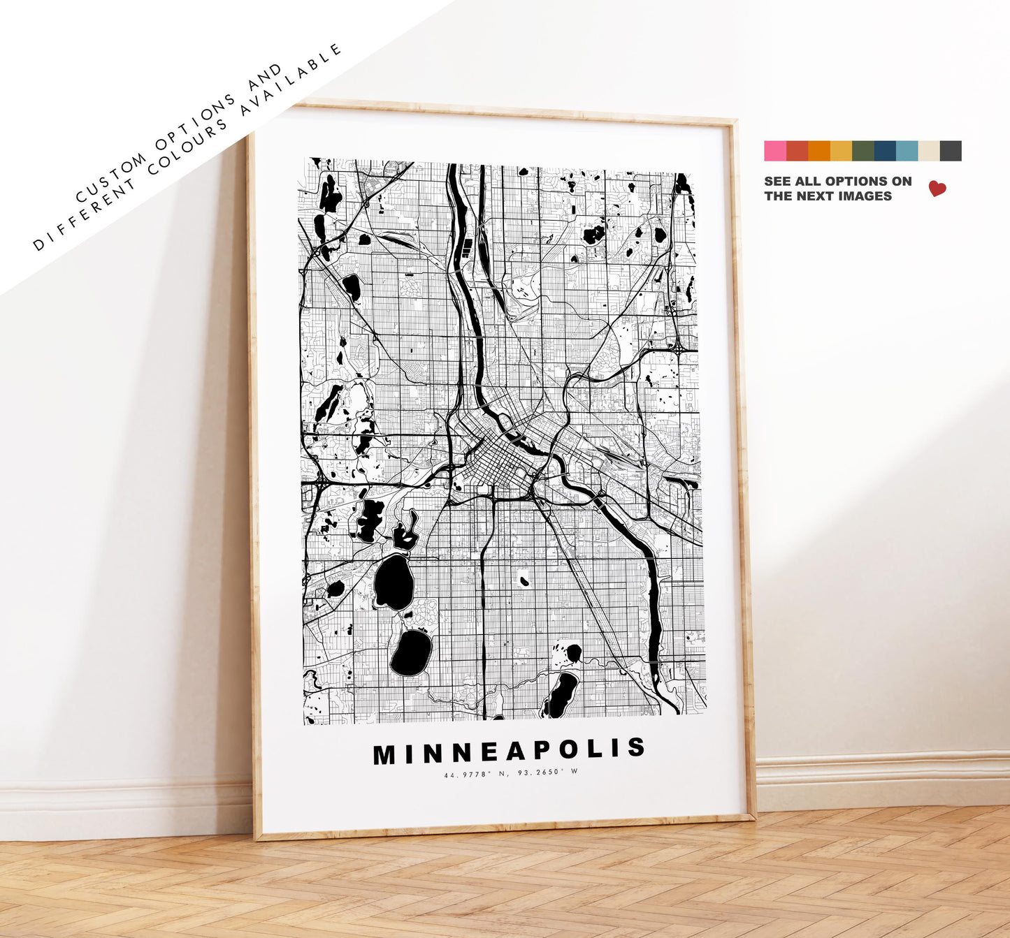 Minneapolis Map Print - City Map Poster - Map Art - USA City Maps - Minneapolis Print - Minneapolis Poster - Minimalist City Map - Minnesota