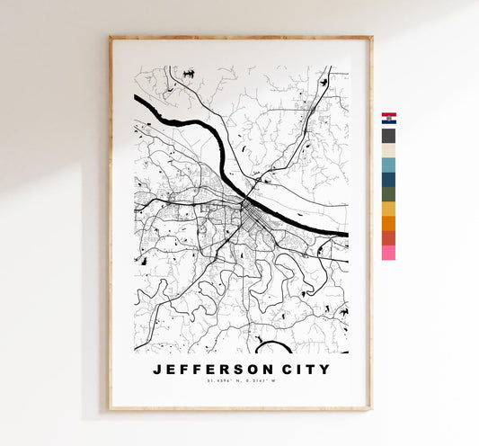 Jefferson City Map Print - City Map Poster - Map Art - USA City Maps - Jefferson City Print - Poster - Minimalist City Map - Missouri