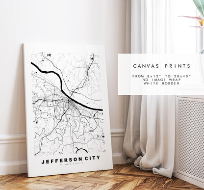 Jefferson City Map Print - City Map Poster - Map Art - USA City Maps - Jefferson City Print - Poster - Minimalist City Map - Missouri